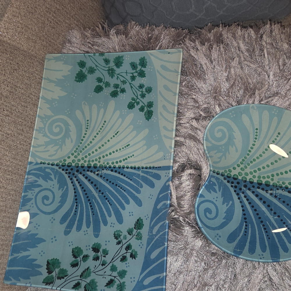Elegant Blue and Green Vanity Tray Set